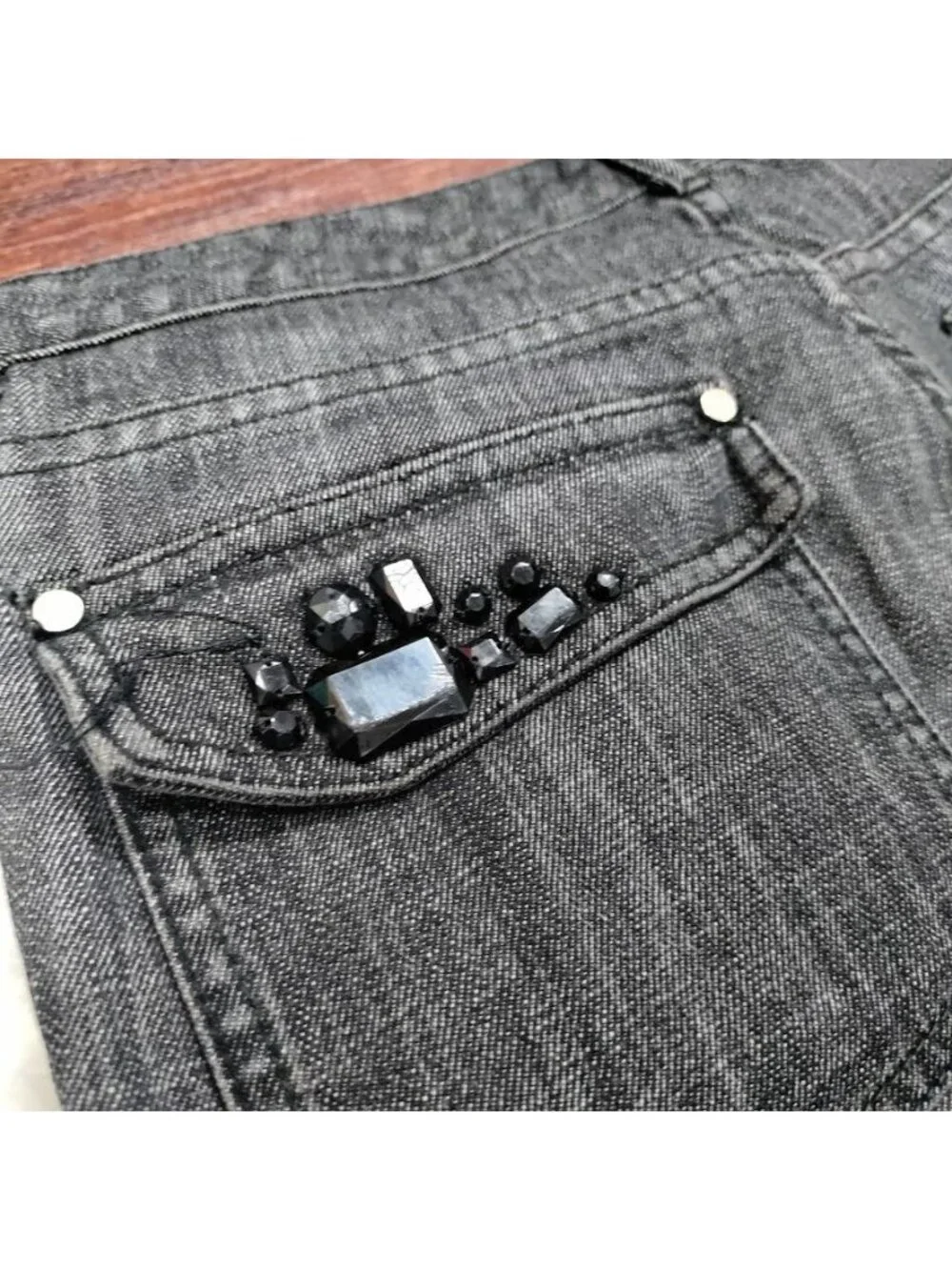 Michael Kors Size 6 Black Studded Pocket Slim Straight Jeans